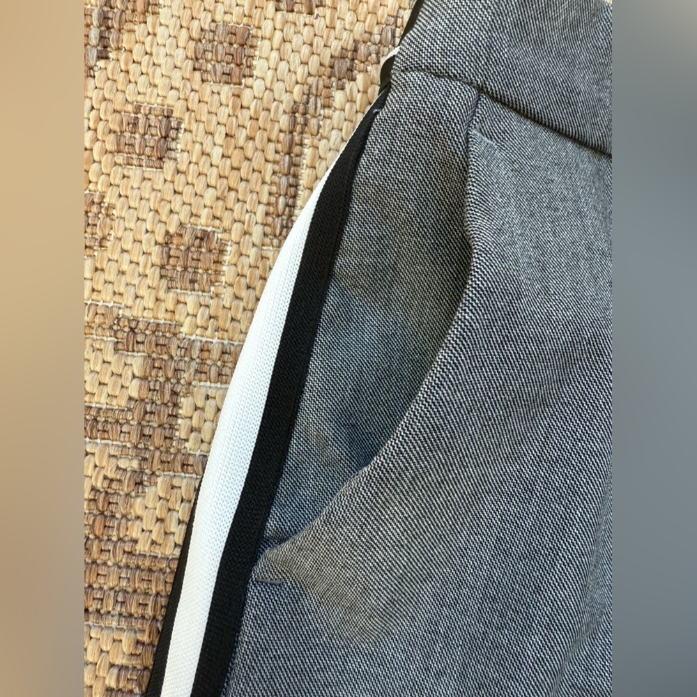 Zara Gray Plaid Trousers with Black and White Side Stripe - Picture 5 of 13